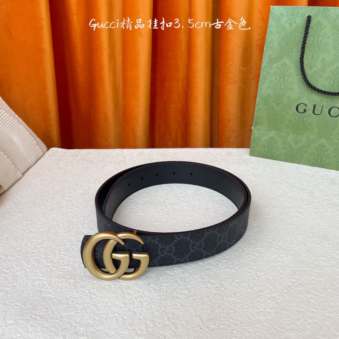   Gucci 经典款Pvc印花面 搭配原版猪皮纹皮底 精品挂扣 宽3.5Cm  经典永不过时款 潮流大