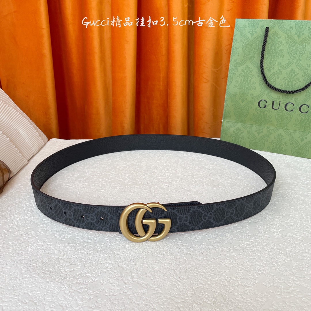   Gucci 经典款Pvc印花面 搭配原版猪皮纹皮底 精品挂扣 宽3.5Cm  经典永不过时款 潮流大
