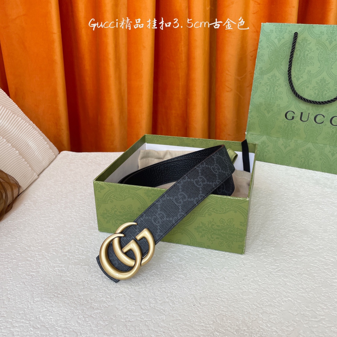   Gucci 经典款Pvc印花面 搭配原版猪皮纹皮底 精品挂扣 宽3.5Cm  经典永不过时款 潮流大