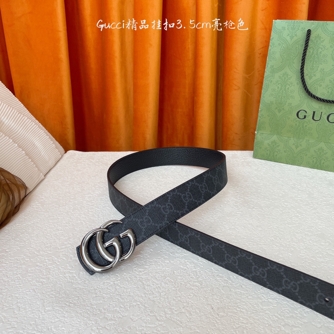   Gucci 经典款Pvc印花面 搭配原版猪皮纹皮底 精品挂扣 宽3.5Cm  经典永不过时款 潮流大