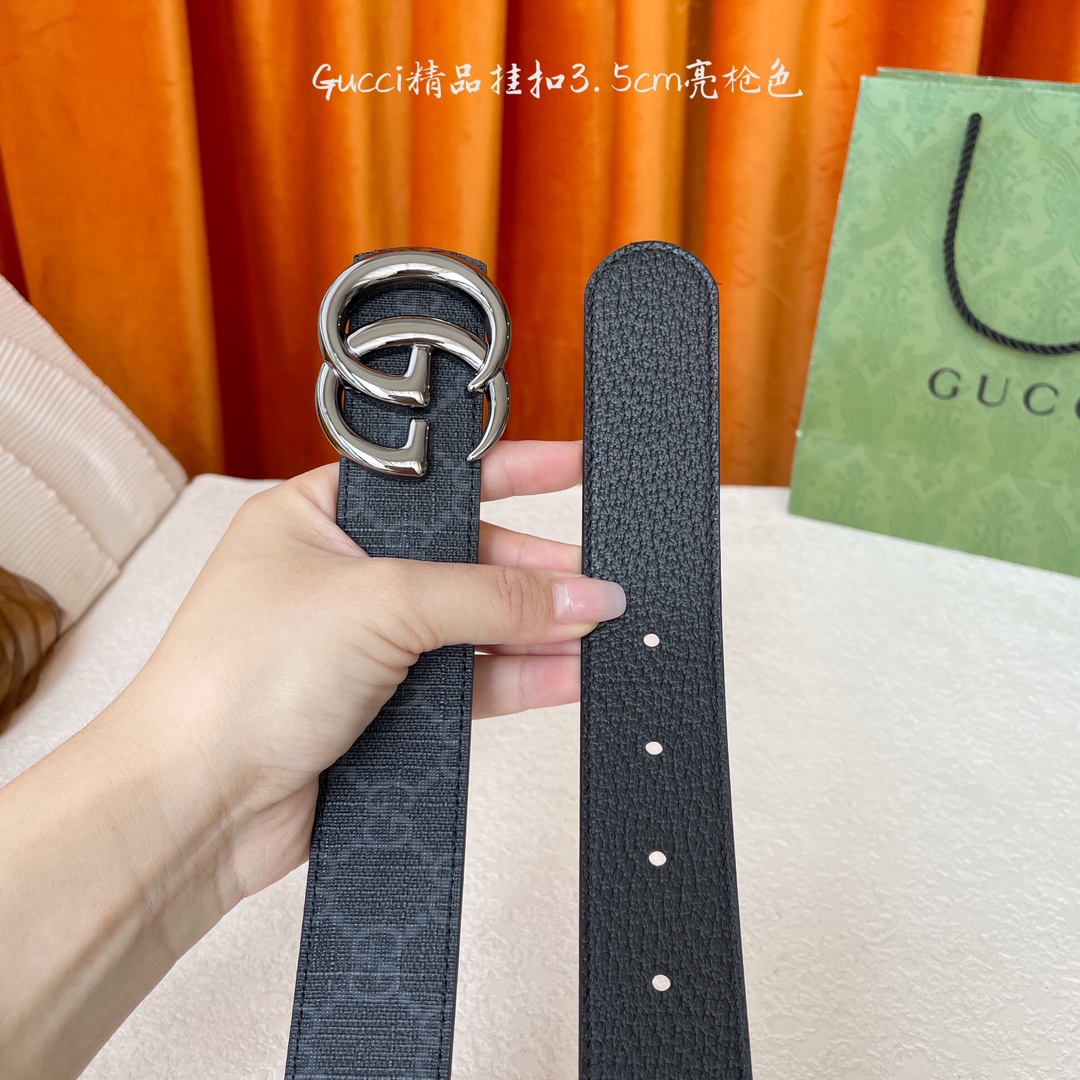   Gucci 经典款Pvc印花面 搭配原版猪皮纹皮底 精品挂扣 宽3.5Cm  经典永不过时款 潮流大