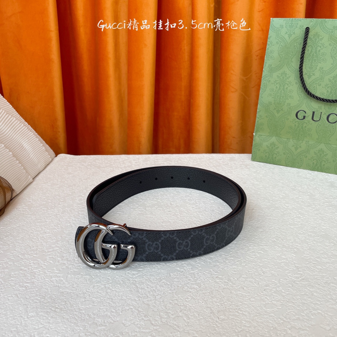   Gucci 经典款Pvc印花面 搭配原版猪皮纹皮底 精品挂扣 宽3.5Cm  经典永不过时款 潮流大