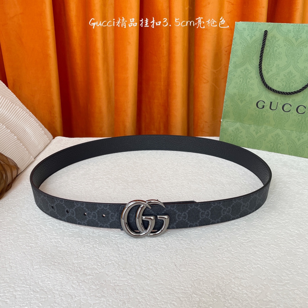   Gucci 经典款Pvc印花面 搭配原版猪皮纹皮底 精品挂扣 宽3.5Cm  经典永不过时款 潮流大