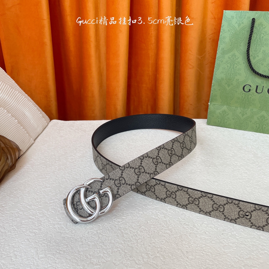   Gucci 经典款Pvc印花面 搭配原版猪皮纹皮底 精品挂扣 宽3.5Cm  经典永不过时款 潮流大