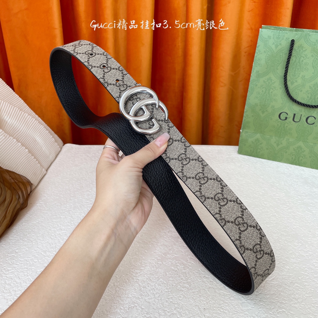   Gucci 经典款Pvc印花面 搭配原版猪皮纹皮底 精品挂扣 宽3.5Cm  经典永不过时款 潮流大