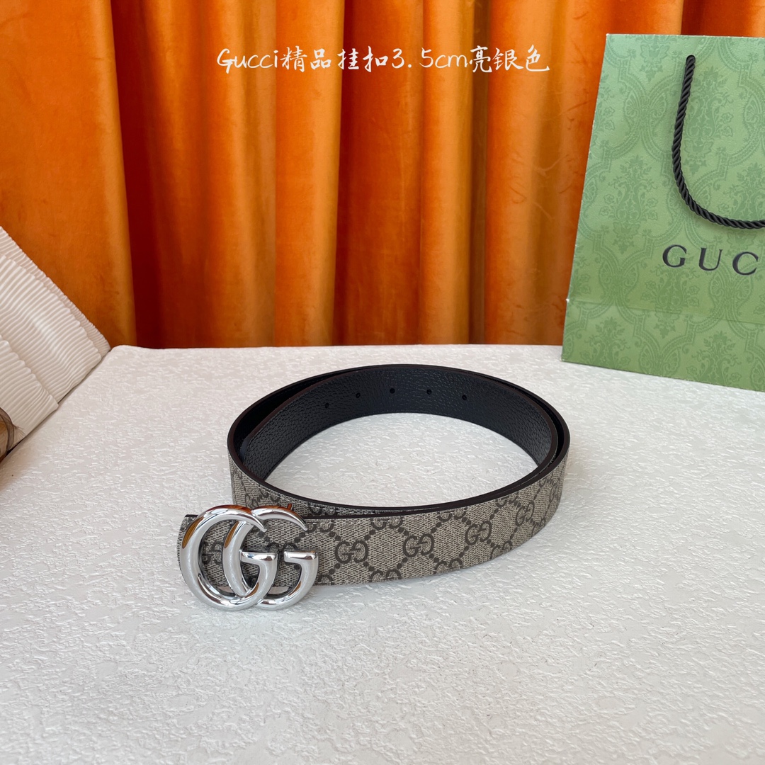   Gucci 经典款Pvc印花面 搭配原版猪皮纹皮底 精品挂扣 宽3.5Cm  经典永不过时款 潮流大