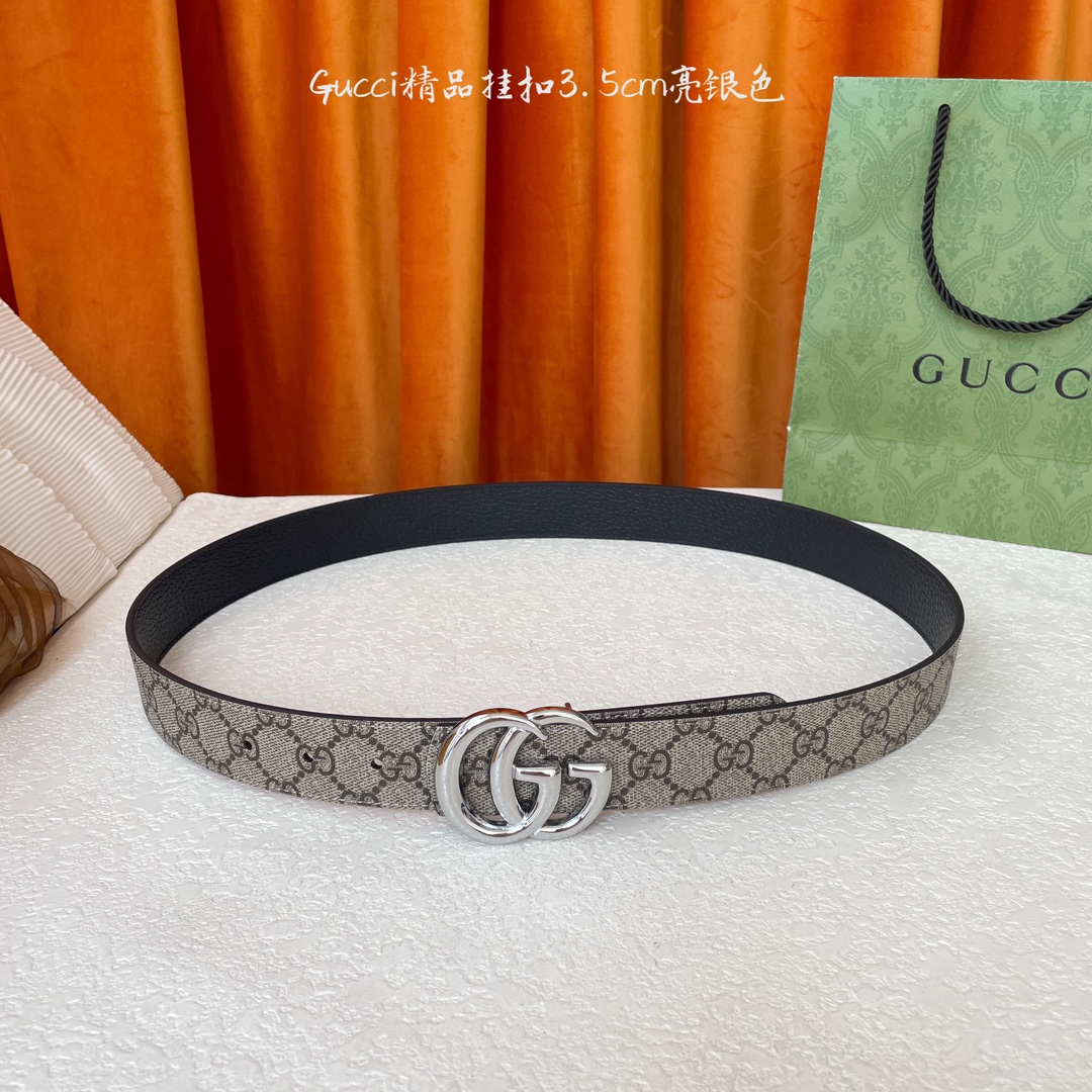   Gucci 经典款Pvc印花面 搭配原版猪皮纹皮底 精品挂扣 宽3.5Cm  经典永不过时款 潮流大
