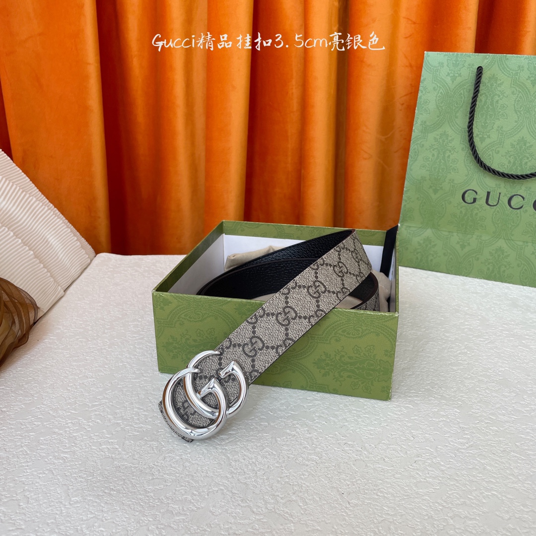   Gucci 经典款Pvc印花面 搭配原版猪皮纹皮底 精品挂扣 宽3.5Cm  经典永不过时款 潮流大