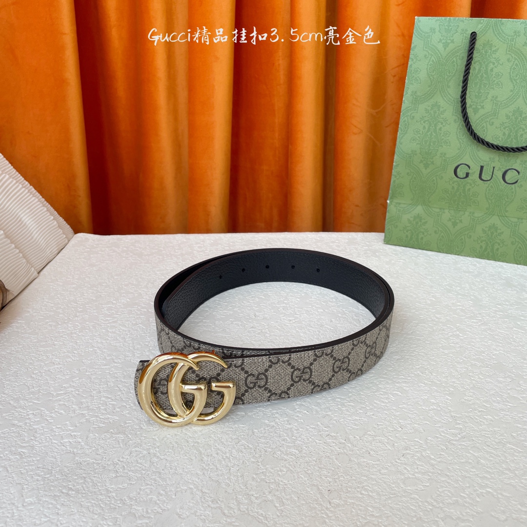   Gucci 经典款Pvc印花面 搭配原版猪皮纹皮底 精品挂扣 宽3.5Cm  经典永不过时款 潮流大