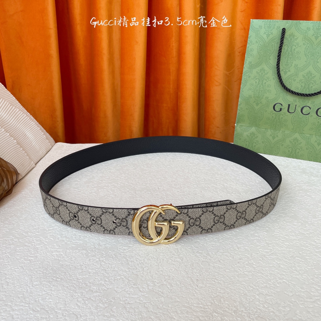   Gucci 经典款Pvc印花面 搭配原版猪皮纹皮底 精品挂扣 宽3.5Cm  经典永不过时款 潮流大