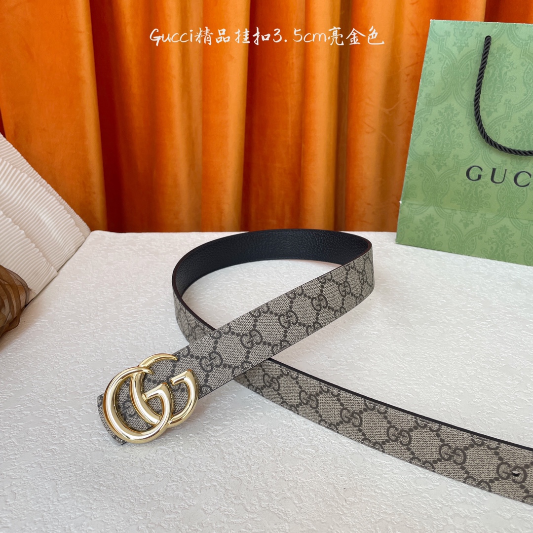   Gucci 经典款Pvc印花面 搭配原版猪皮纹皮底 精品挂扣 宽3.5Cm  经典永不过时款 潮流大