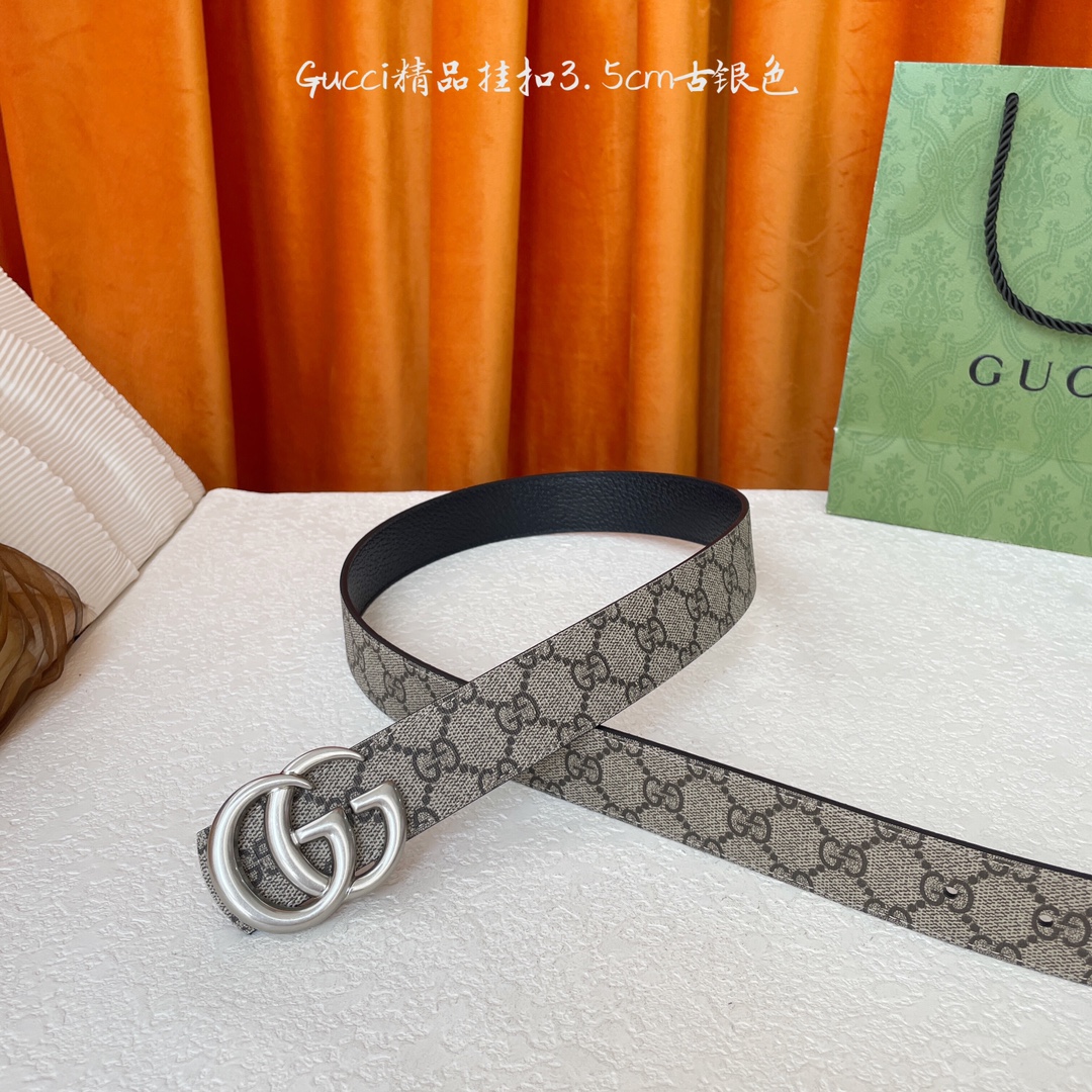   Gucci 经典款Pvc印花面 搭配原版猪皮纹皮底 精品挂扣 宽3.5Cm  经典永不过时款 潮流大
