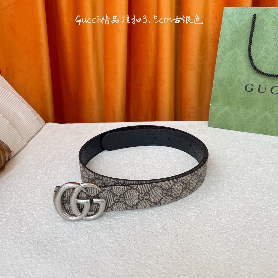   Gucci 经典款Pvc印花面 搭配原版猪皮纹皮底 精品挂扣 宽3.5Cm  经典永不过时款 潮流大