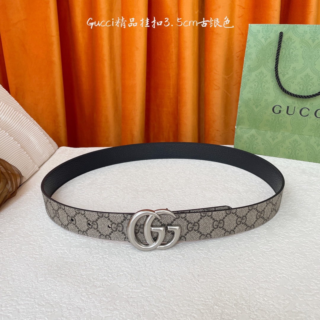   Gucci 经典款Pvc印花面 搭配原版猪皮纹皮底 精品挂扣 宽3.5Cm  经典永不过时款 潮流大