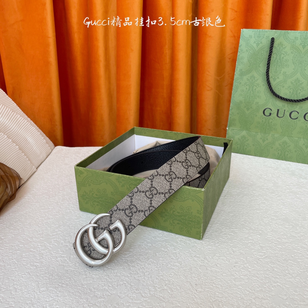   Gucci 经典款Pvc印花面 搭配原版猪皮纹皮底 精品挂扣 宽3.5Cm  经典永不过时款 潮流大