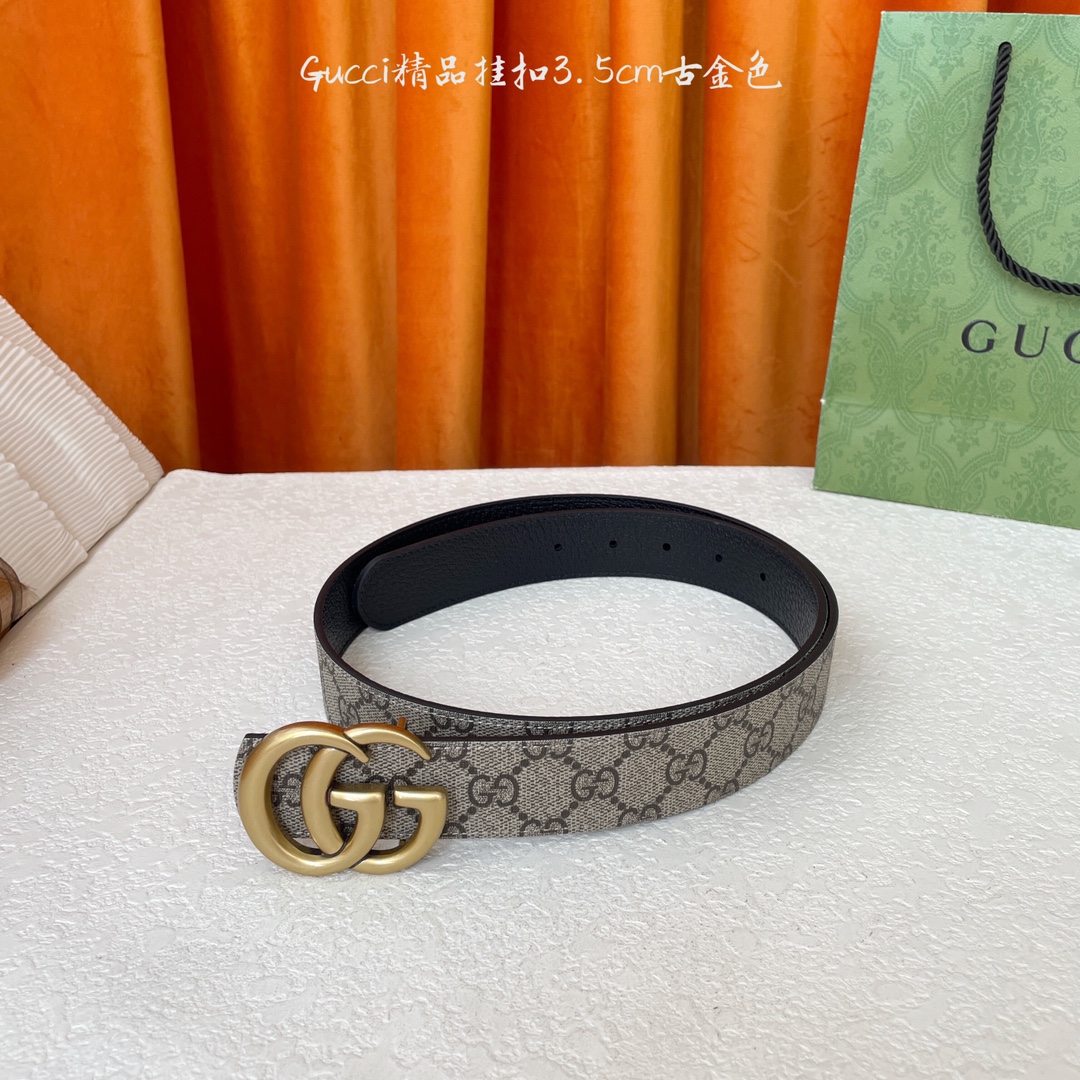   Gucci 经典款Pvc印花面 搭配原版猪皮纹皮底 精品挂扣 宽3.5Cm  经典永不过时款 潮流大