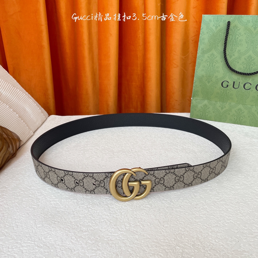   Gucci 经典款Pvc印花面 搭配原版猪皮纹皮底 精品挂扣 宽3.5Cm  经典永不过时款 潮流大
