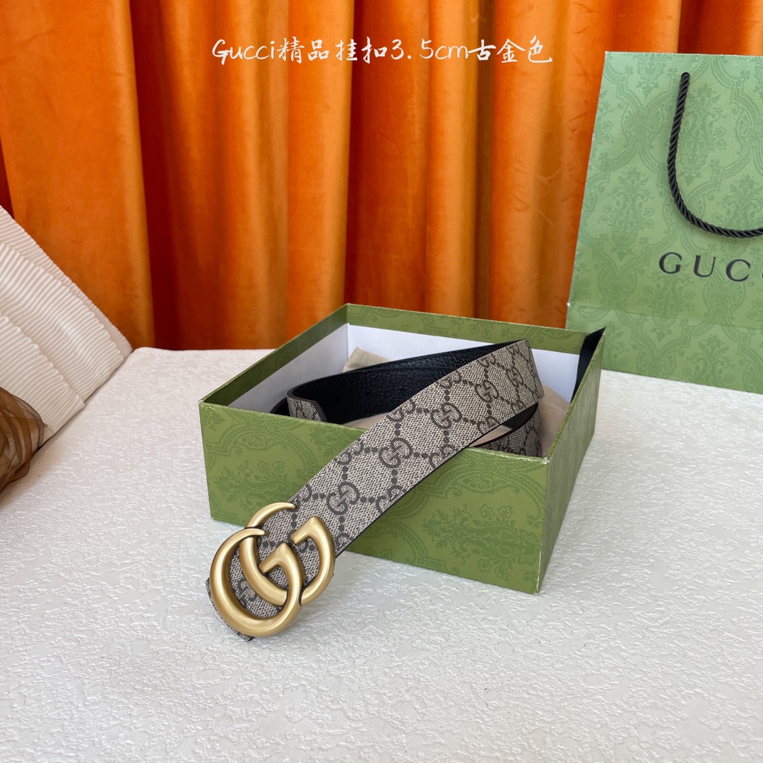   Gucci 经典款Pvc印花面 搭配原版猪皮纹皮底 精品挂扣 宽3.5Cm  经典永不过时款 潮流大