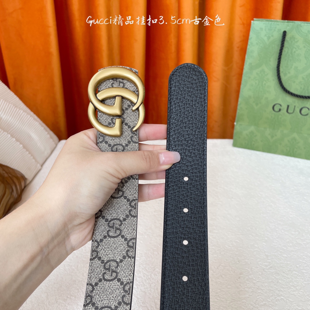   Gucci 经典款Pvc印花面 搭配原版猪皮纹皮底 精品挂扣 宽3.5Cm  经典永不过时款 潮流大
