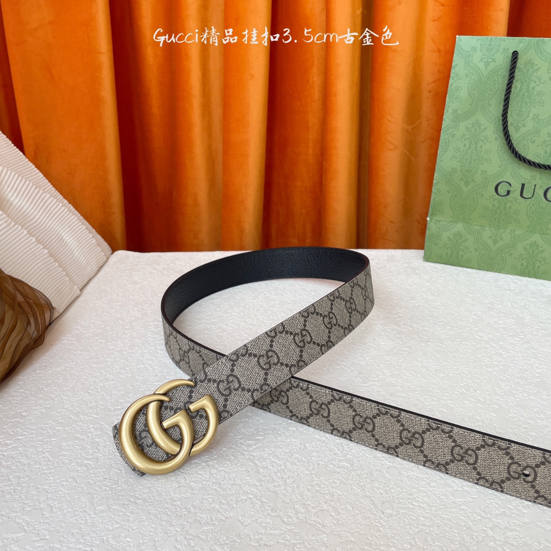   Gucci 经典款Pvc印花面 搭配原版猪皮纹皮底 精品挂扣 宽3.5Cm  经典永不过时款 潮流大