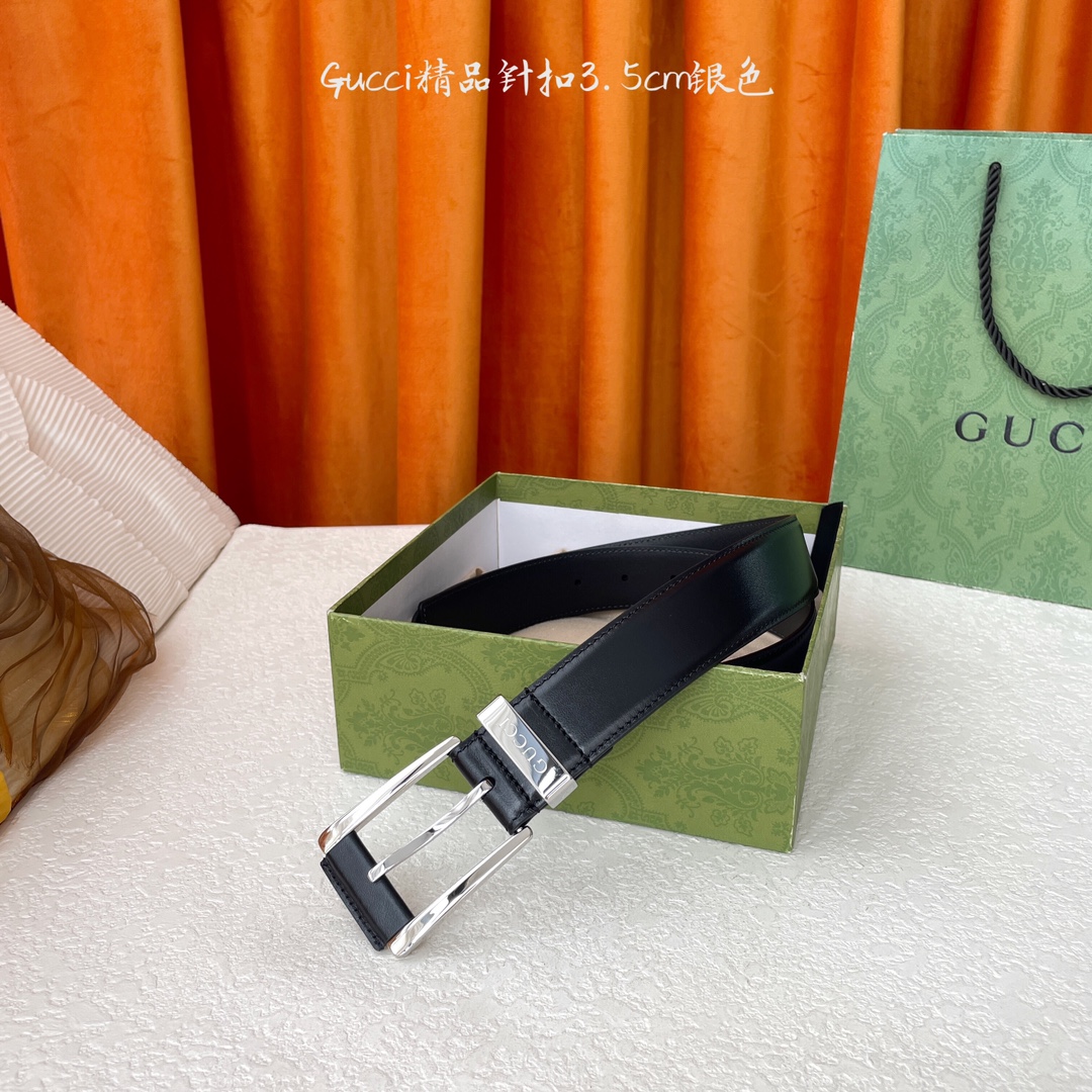 Gucci Dames Riem met Zilveren Gesp - Klassiek Design, Breedte 3.5cm