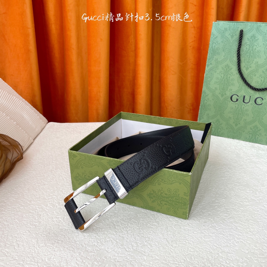   Gucci 新款针扣 搭配原版皮底 品牌logo戒指 宽3.5Cm  经典永不过时款 潮流大方 时尚