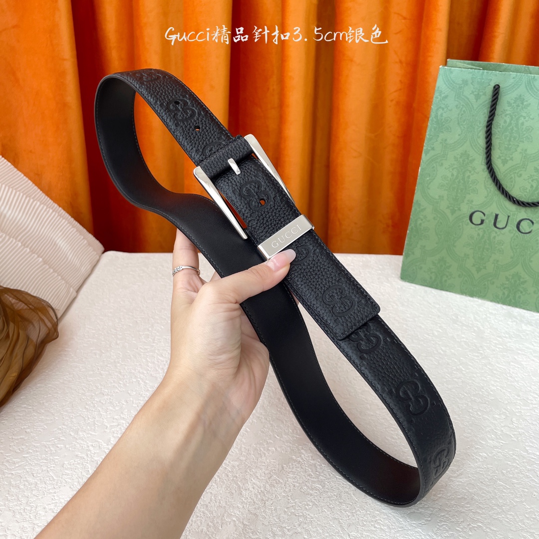   Gucci 新款针扣 搭配原版皮底 品牌logo戒指 宽3.5Cm  经典永不过时款 潮流大方 时尚
