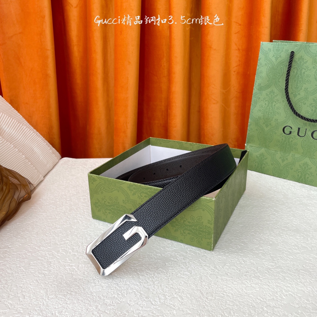 Gucci Reversible Leather Belt with Steel Buckle, 3.5cm Wide 2 i1756122267 2152 1