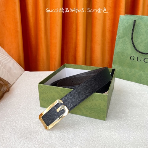 Gucci Reversible Leather Belt with Gold-Tone Buckle, 3.5cm Width 1 Gucci Reversible Leather Belt with Gold-Tone Buckle, 3.5cm Width