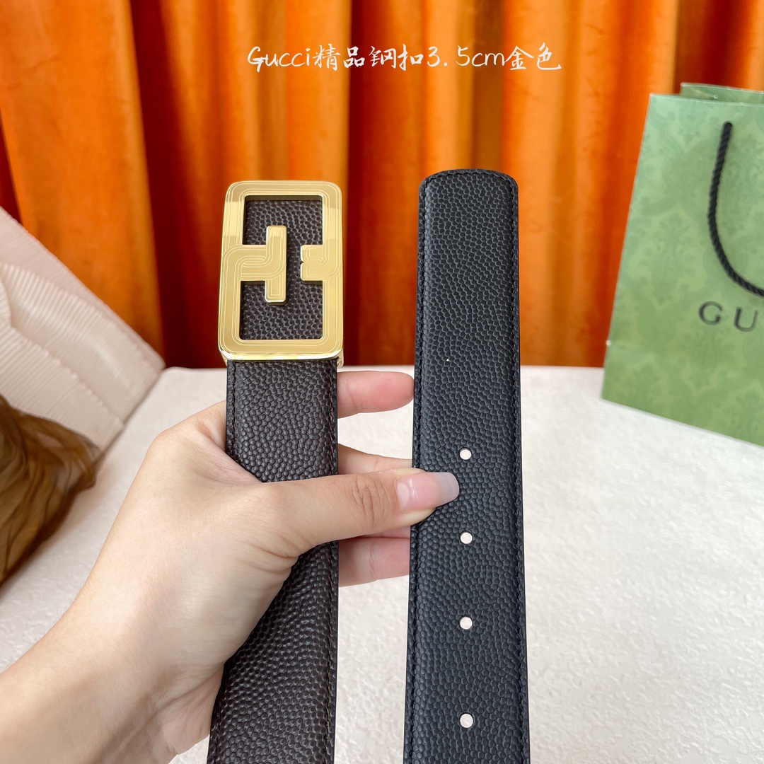 Gucci Reversible Leather Belt with Gold-Tone Buckle, 3.5cm Width 17 i1756122413 4411 3