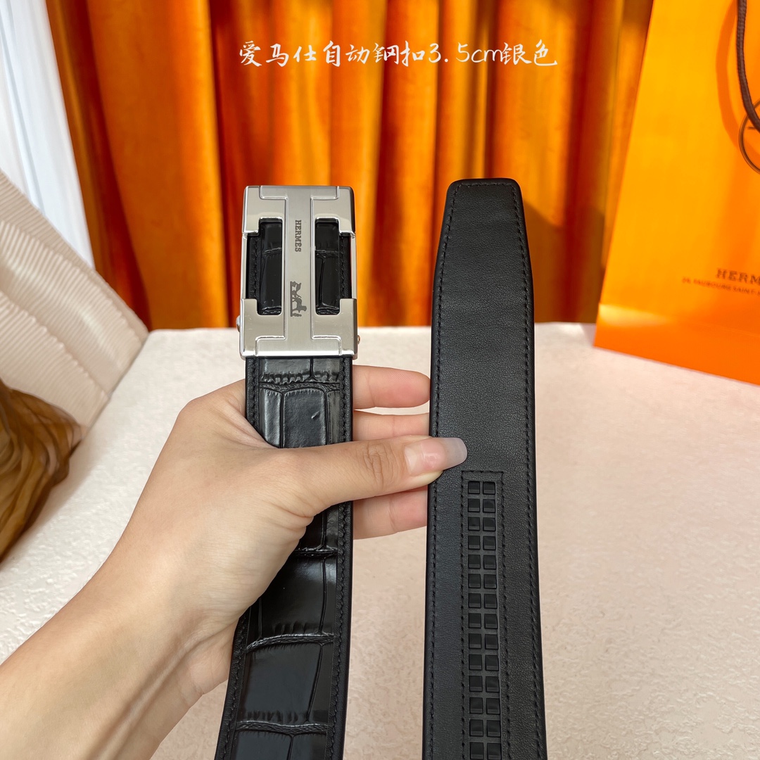   【爱马仕】 爱马仕经典小牛皮，手感细腻柔软，搭配纯钢自动精品扣，男士必备！宽度：3.5cm