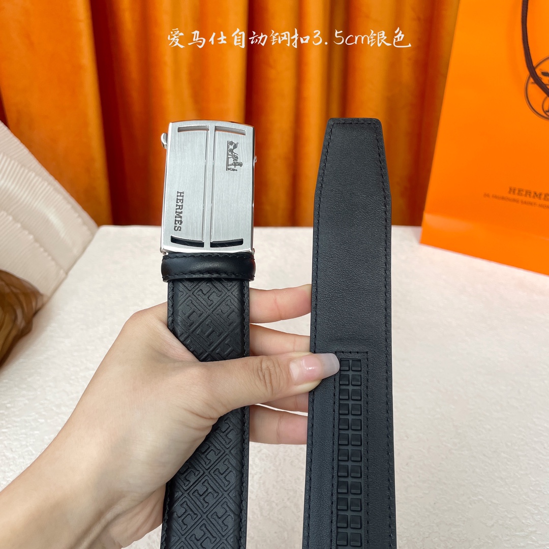  【爱马仕】 爱马仕经典小牛皮，手感细腻柔软，搭配纯钢自动精品扣，男士必备！宽度：3.5cm