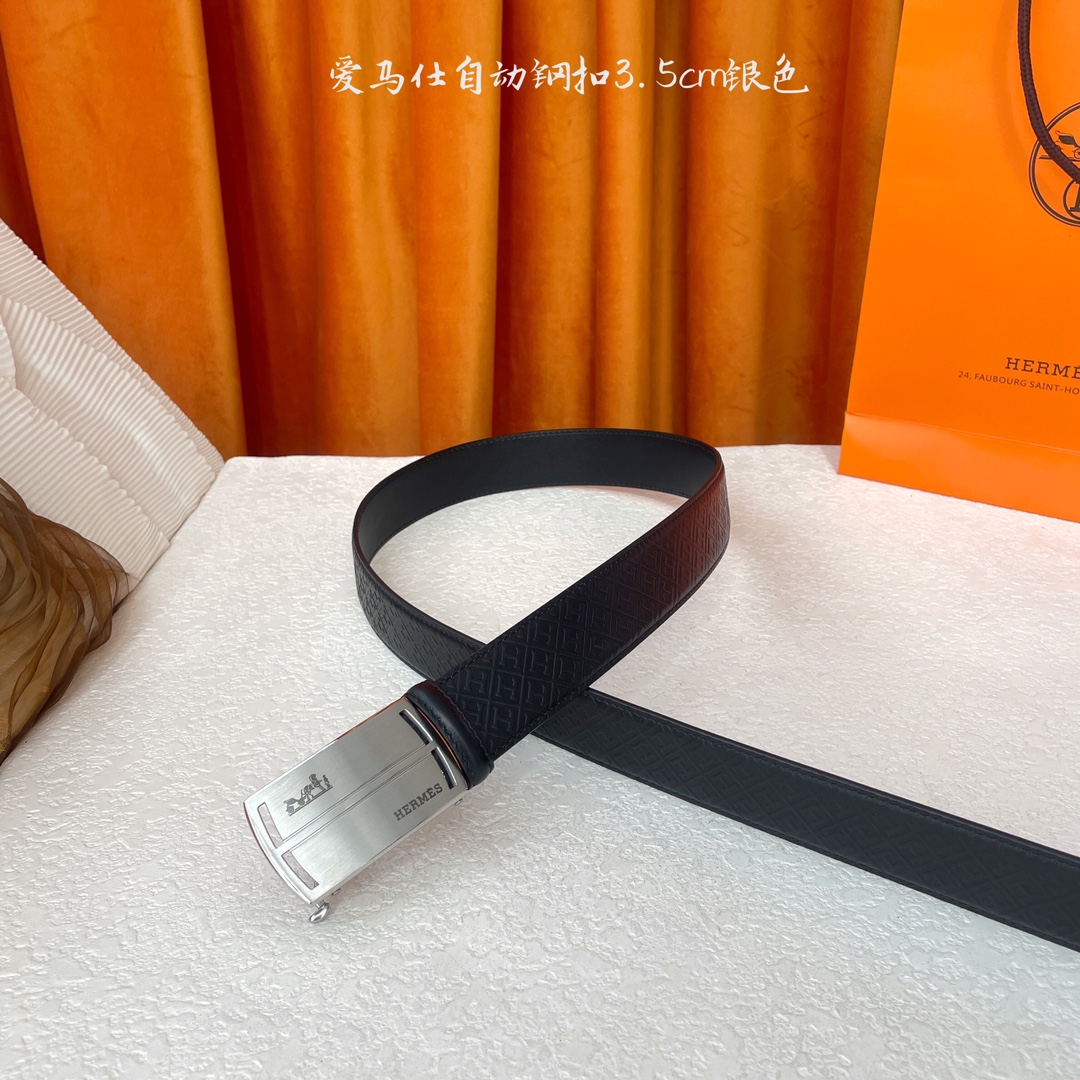   【爱马仕】 爱马仕经典小牛皮，手感细腻柔软，搭配纯钢自动精品扣，男士必备！宽度：3.5cm