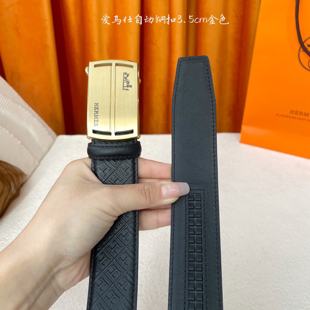   【爱马仕】 爱马仕经典小牛皮，手感细腻柔软，搭配纯钢自动精品扣，男士必备！宽度：3.5cm
