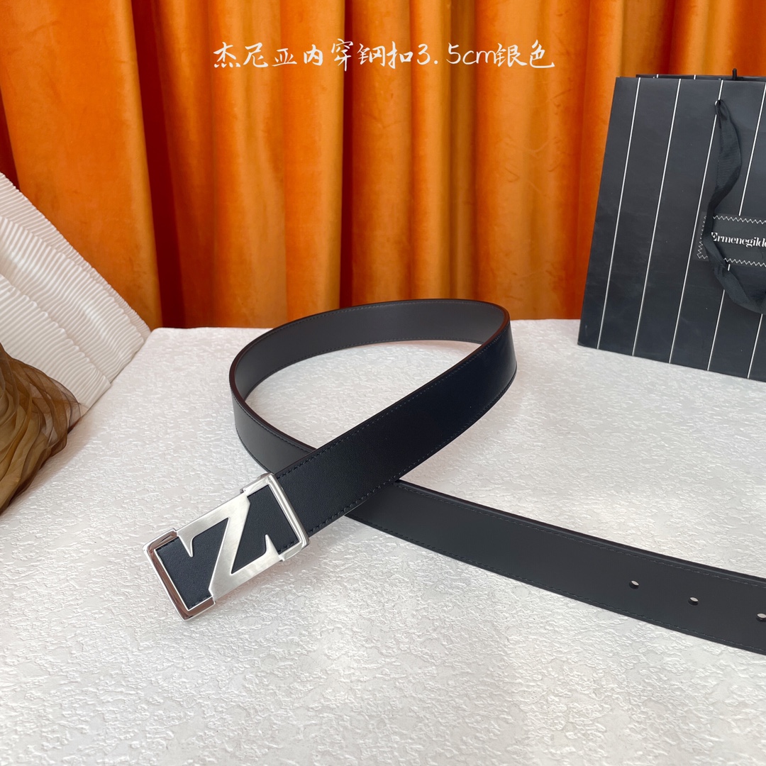   【杰尼亚】 杰尼亚原版小牛皮，手感细腻柔软，搭配纯钢内穿精品扣，男士必备！宽度：3.5cm