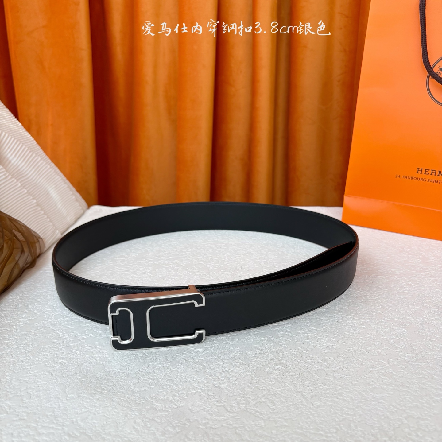 【爱马仕】Hermes 原单爱马仕，宽3.8cm进口原版皮带身，双面可用，内穿精品钢扣，精品电镀五金 ！