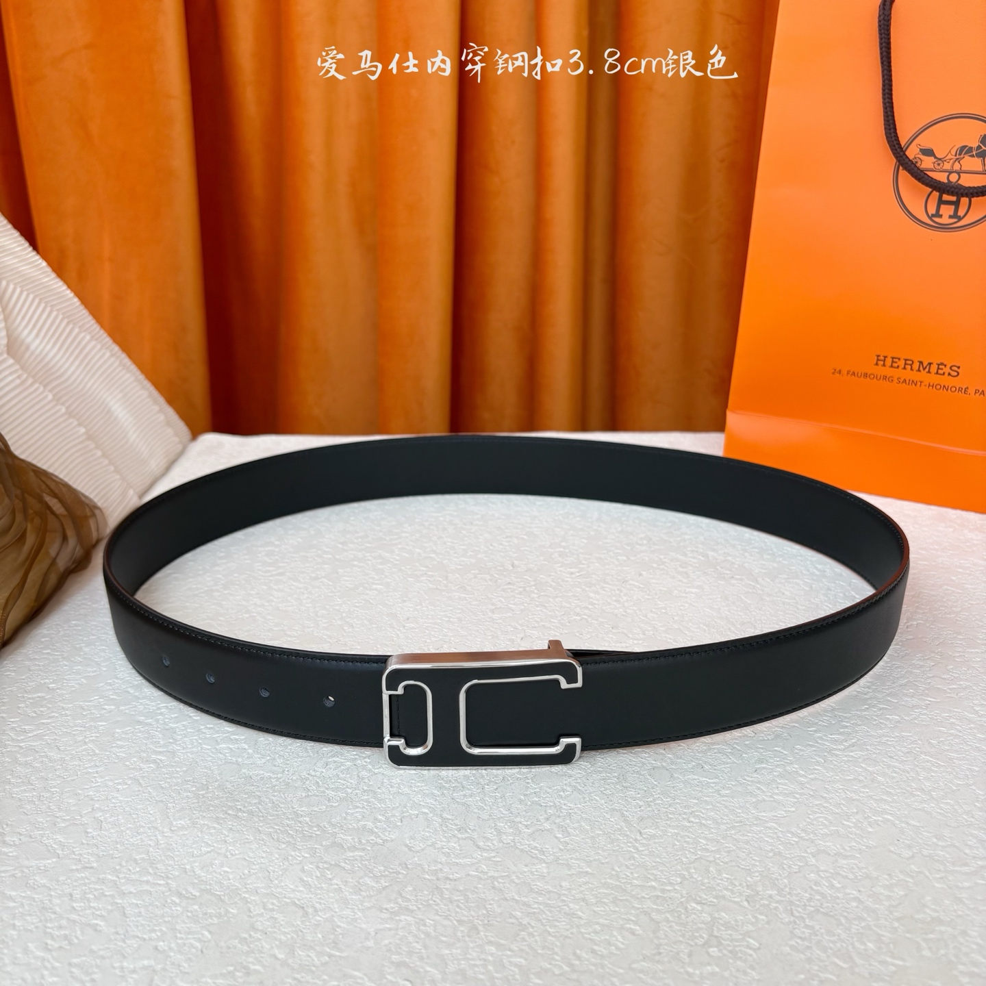 【爱马仕】Hermes 原单爱马仕，宽3.8cm进口原版皮带身，双面可用，内穿精品钢扣，精品电镀五金 ！