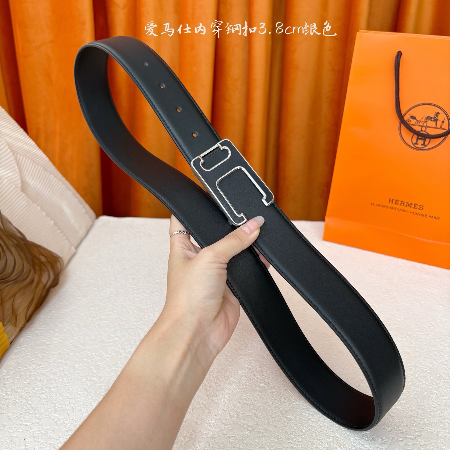 【爱马仕】Hermes 原单爱马仕，宽3.8cm进口原版皮带身，双面可用，内穿精品钢扣，精品电镀五金 ！