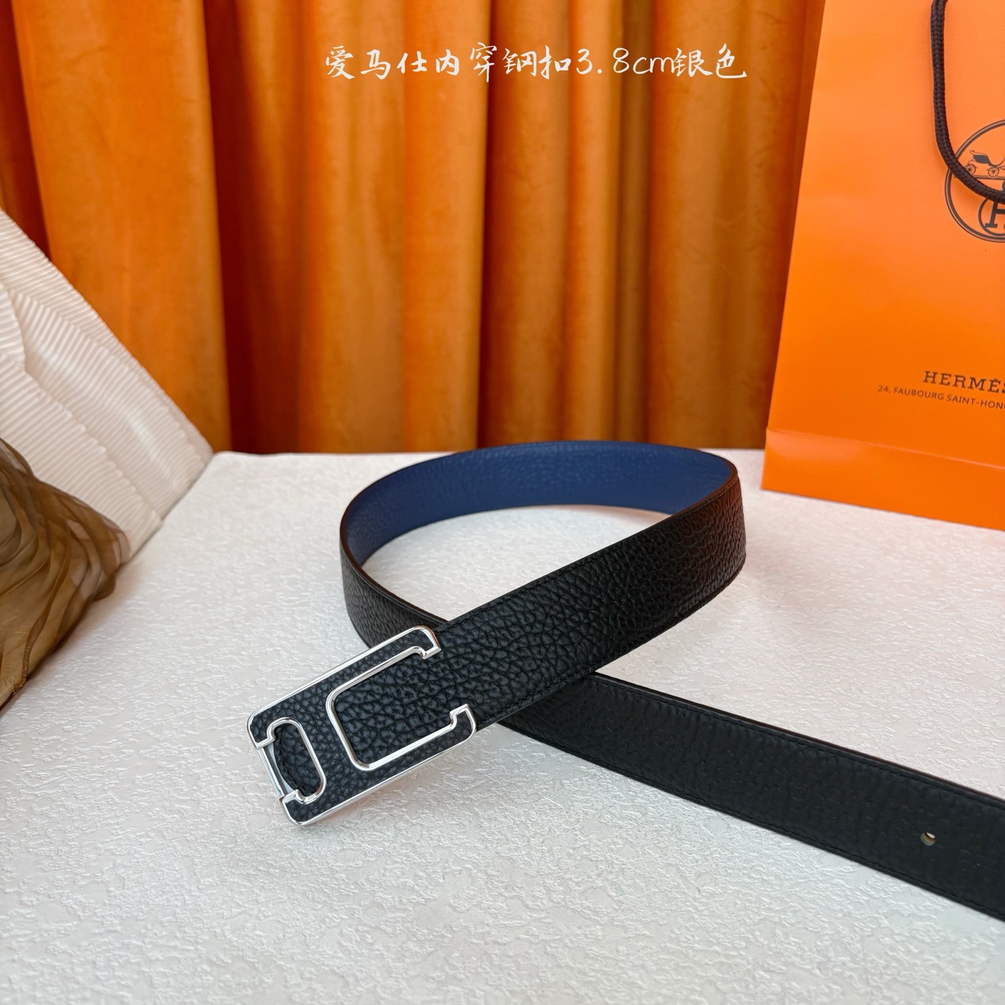 【爱马仕】Hermes 原单爱马仕，宽3.8cm进口原版皮带身，双面可用，内穿精品钢扣，精品电镀五金 ！