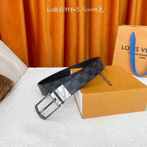 Louis Vuitton Damier Graphite Belt with Rotating Buckle, 3.5cm Width