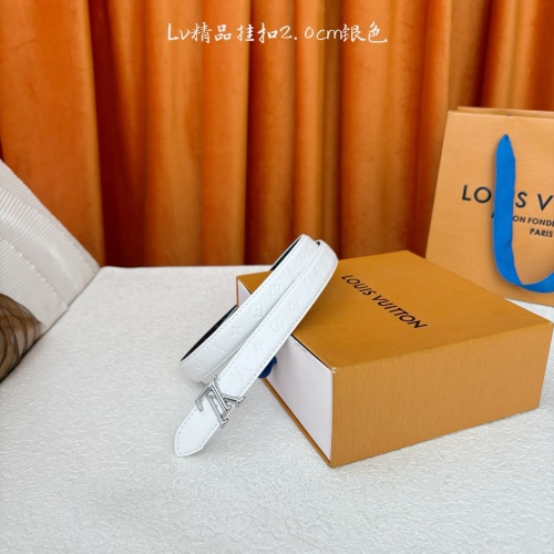 Louis Vuitton Classic White Leather Belt with Silver Buckle, 2.0cm Width