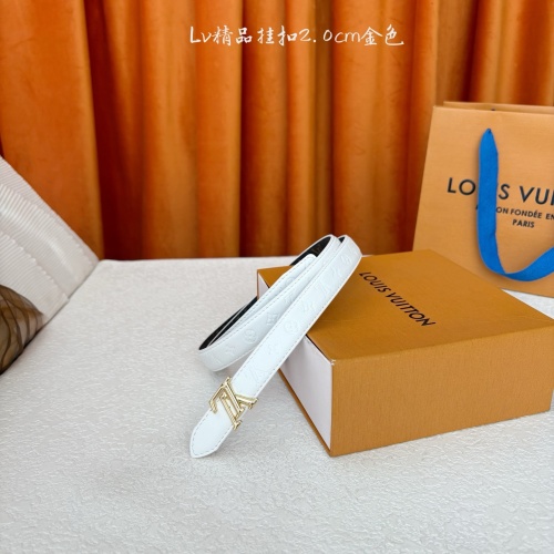 Louis Vuitton White Leather Reversible Belt with Gold Buckle, 2.0cm Width 1 Louis Vuitton White Leather Reversible Belt with Gold Buckle, 2.0cm Width