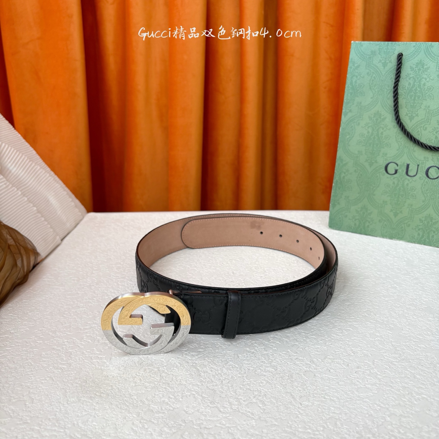 Gucci 经典款进口原厂压花面 搭配树膏沙底 精品钢扣 宽4.0 Cm 经典永不过时款 潮流大方 时尚
