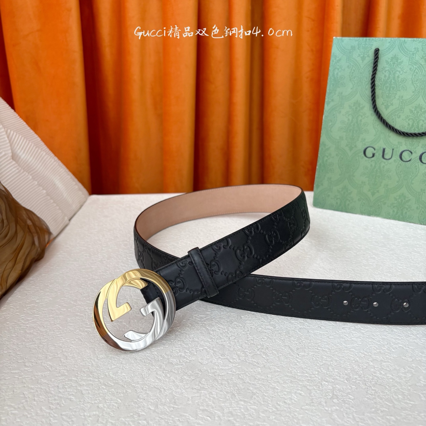 Gucci 经典款进口原厂压花面 搭配树膏沙底 精品钢扣 宽4.0 Cm 经典永不过时款 潮流大方 时尚