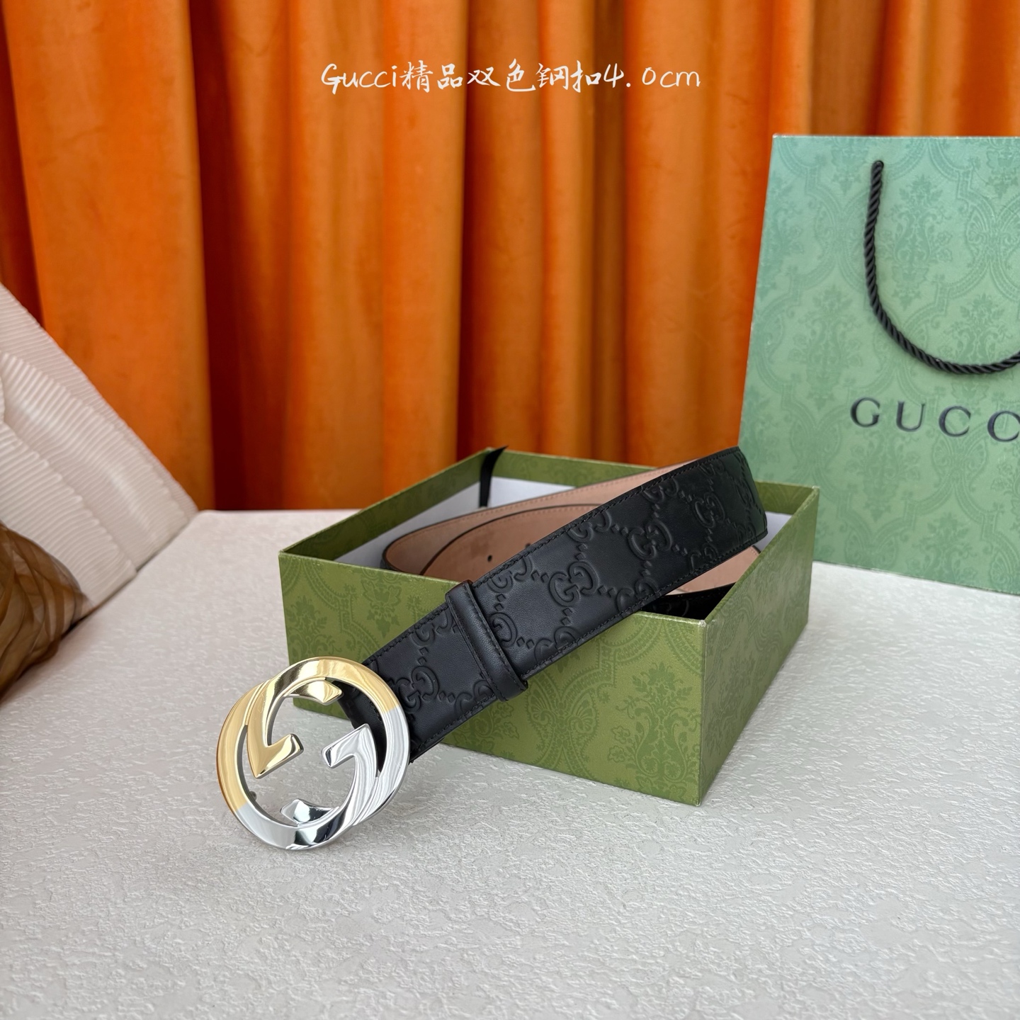 Gucci 经典款进口原厂压花面 搭配树膏沙底 精品钢扣 宽4.0 Cm 经典永不过时款 潮流大方 时尚