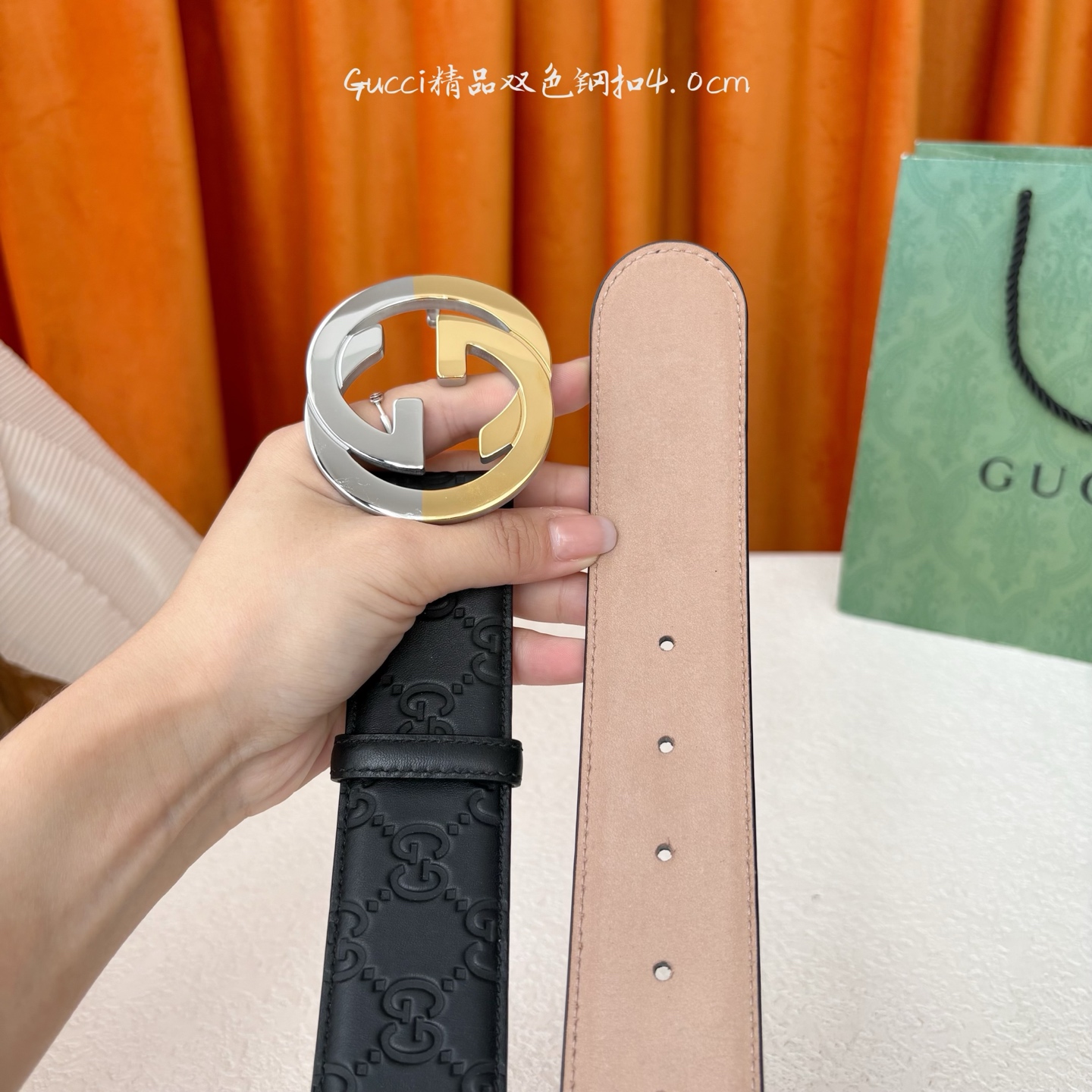 Gucci 经典款进口原厂压花面 搭配树膏沙底 精品钢扣 宽4.0 Cm 经典永不过时款 潮流大方 时尚