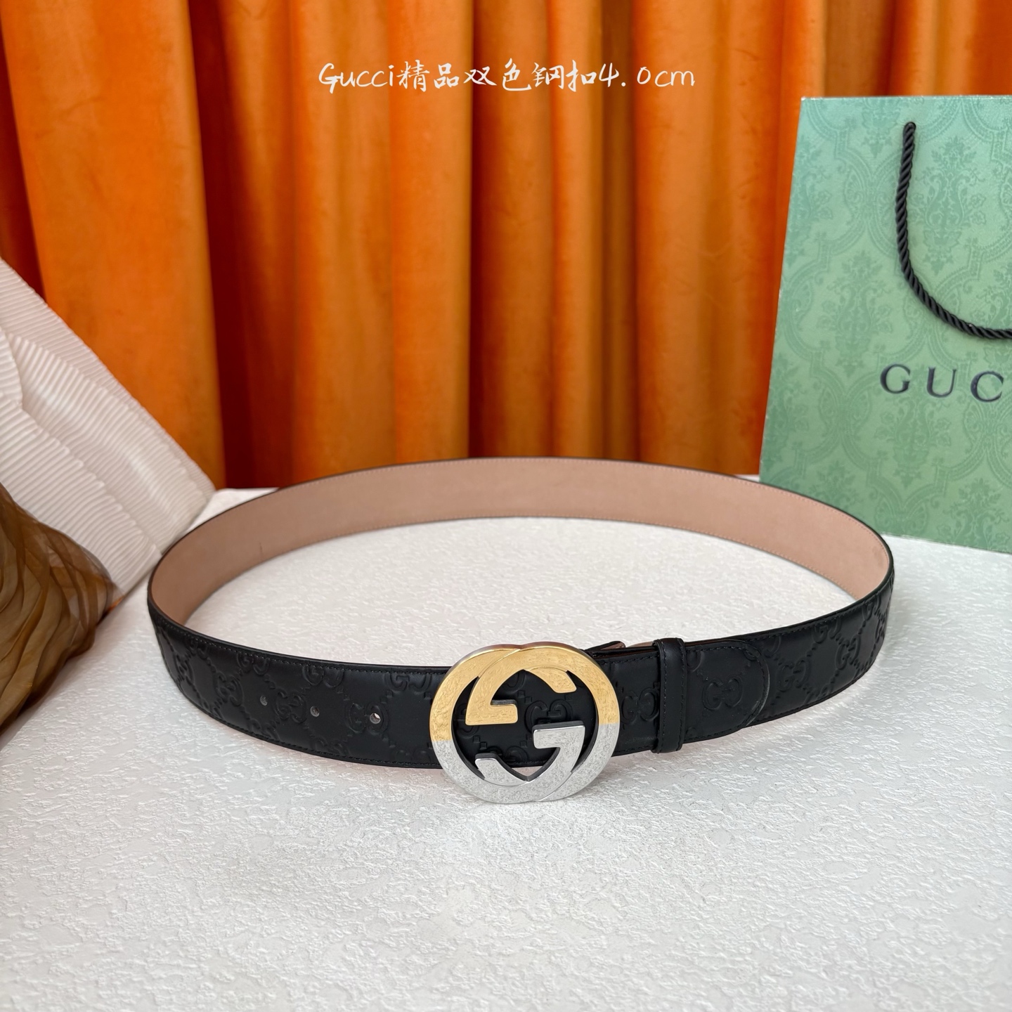 Gucci 经典款进口原厂压花面 搭配树膏沙底 精品钢扣 宽4.0 Cm 经典永不过时款 潮流大方 时尚