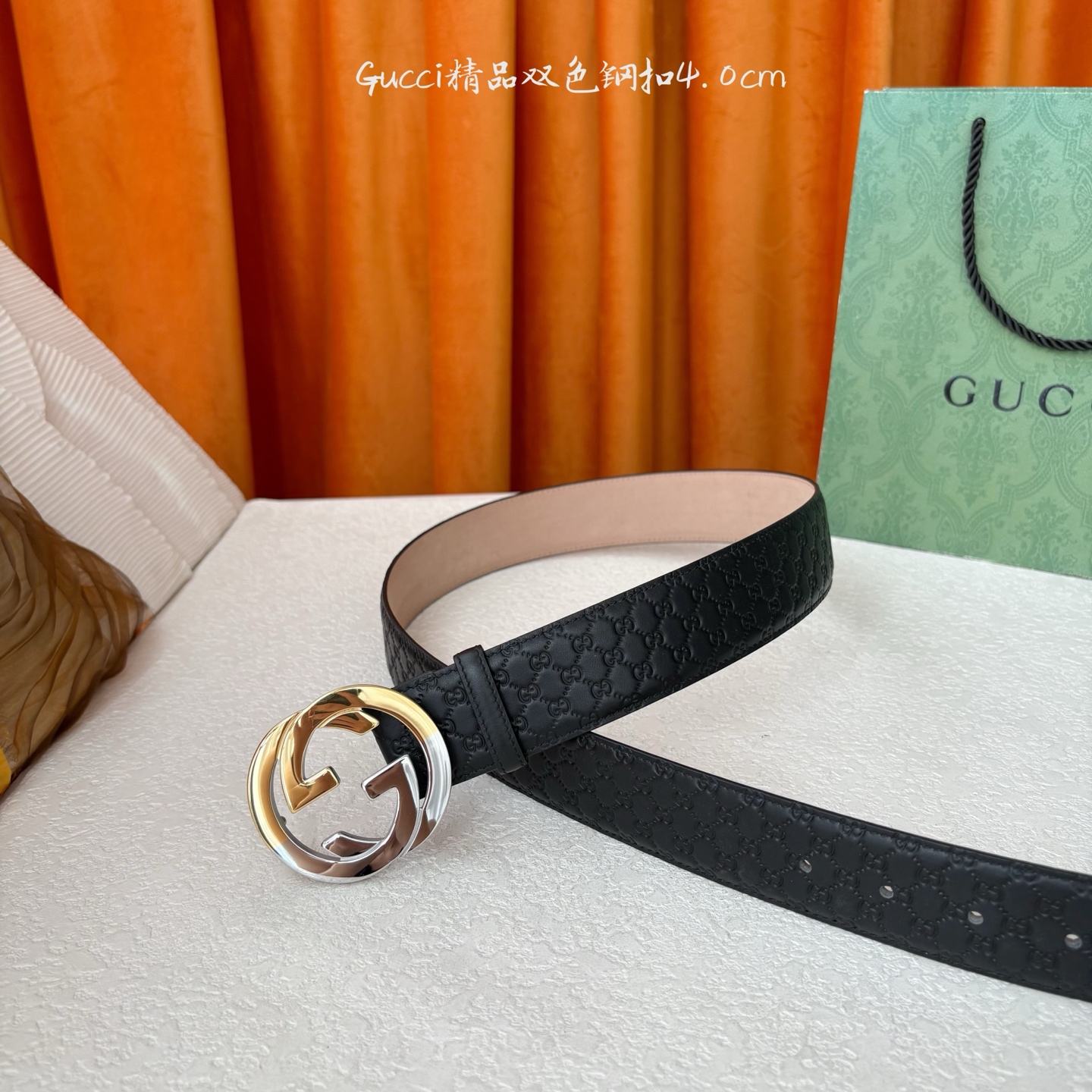 Gucci 经典款进口原厂压花面 搭配树膏沙底 精品钢扣 宽4.0 Cm 经典永不过时款 潮流大方 时尚