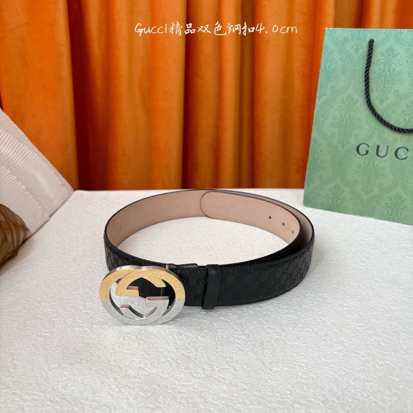 Gucci 经典款进口原厂压花面 搭配树膏沙底 精品钢扣 宽4.0 Cm 经典永不过时款 潮流大方 时尚