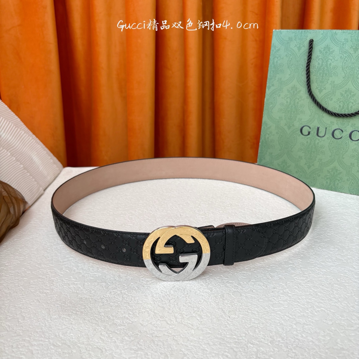 Gucci 经典款进口原厂压花面 搭配树膏沙底 精品钢扣 宽4.0 Cm 经典永不过时款 潮流大方 时尚